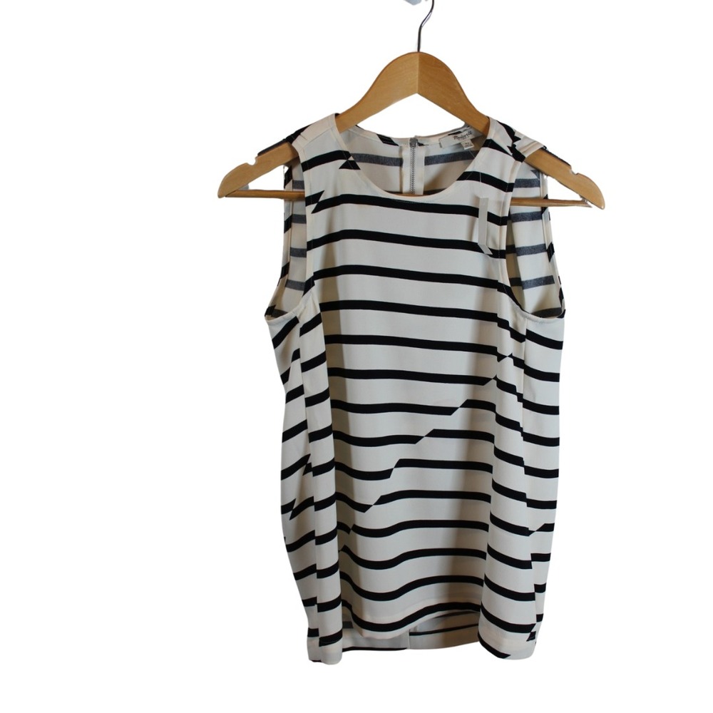 Madewell Stripe Black White Tank Top Diagonal Color‎ Block Women's Size XS